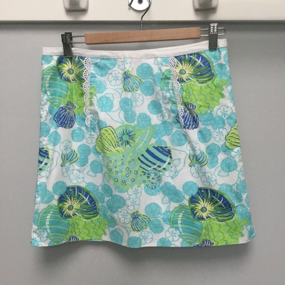 EUC Lilly Pulitzer Vintage Mini Skirt Size 4 Blue Green